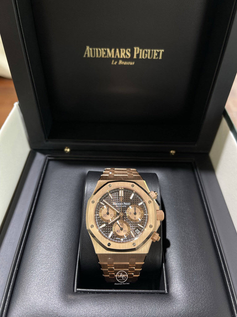 Audemars Piguet Royal Oak Chronograph 41mm Brown Chocolate Dial Rose Gold  Watch 26331OR.OO.1220OR.02 Box Papers
