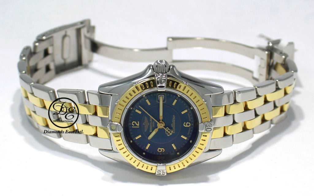 Breitling Callistino D52045.1 27mm Blue Dial 18k Yellow Gold/Steel Lady's Watch - Diamonds East Intl.