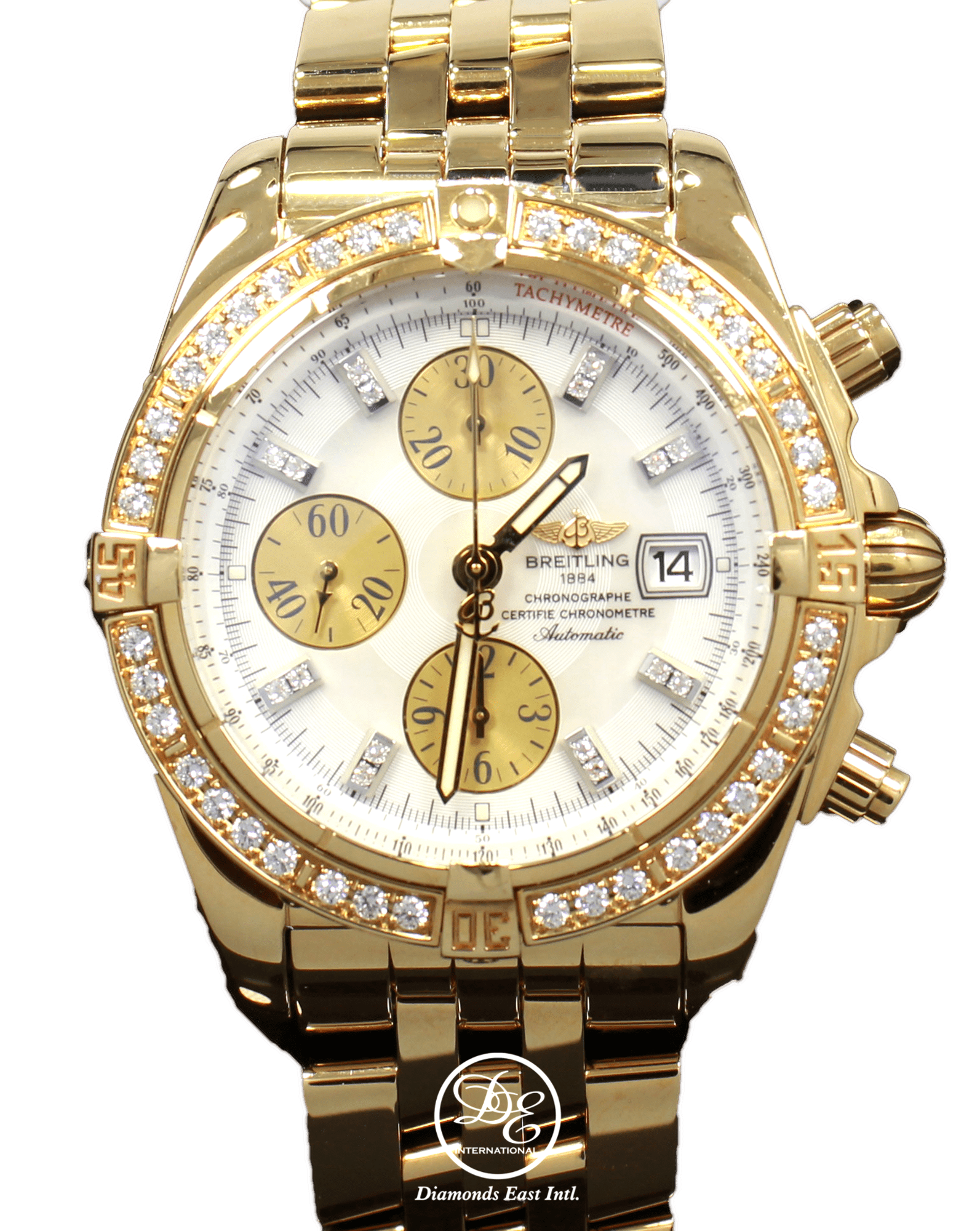 BREITLING Chronomat Evolution K13356 18K Yellow Gold Factory MOP