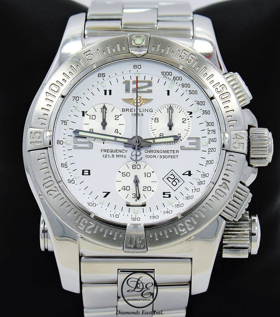 Breitling Emergency Mission A73321 45mm Chronograph White Dial COMPLETE SET SERVICED - Diamonds East Intl.