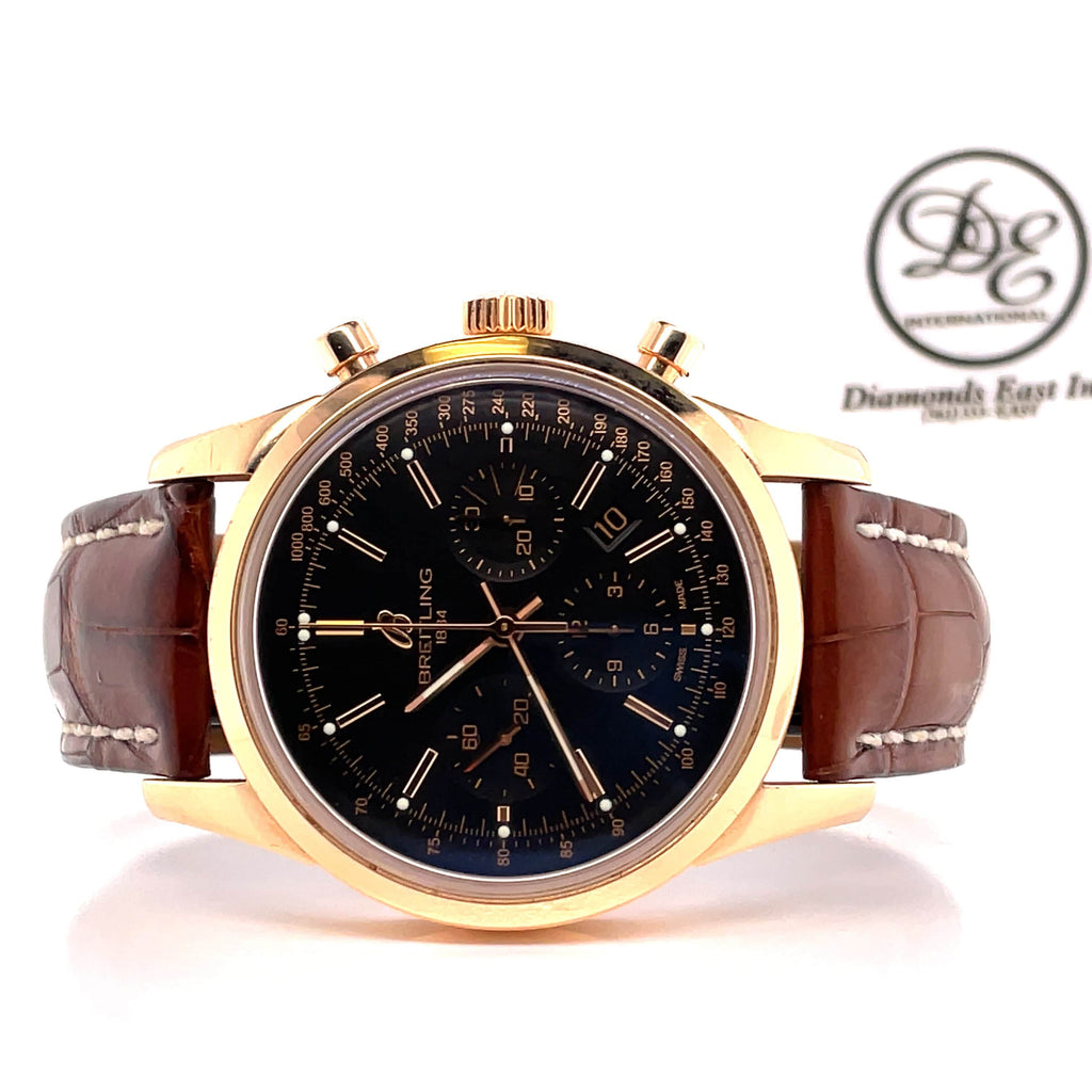 Breitling Transocean Chronograph 43mm Rose Gold Mens Watch RB0152
