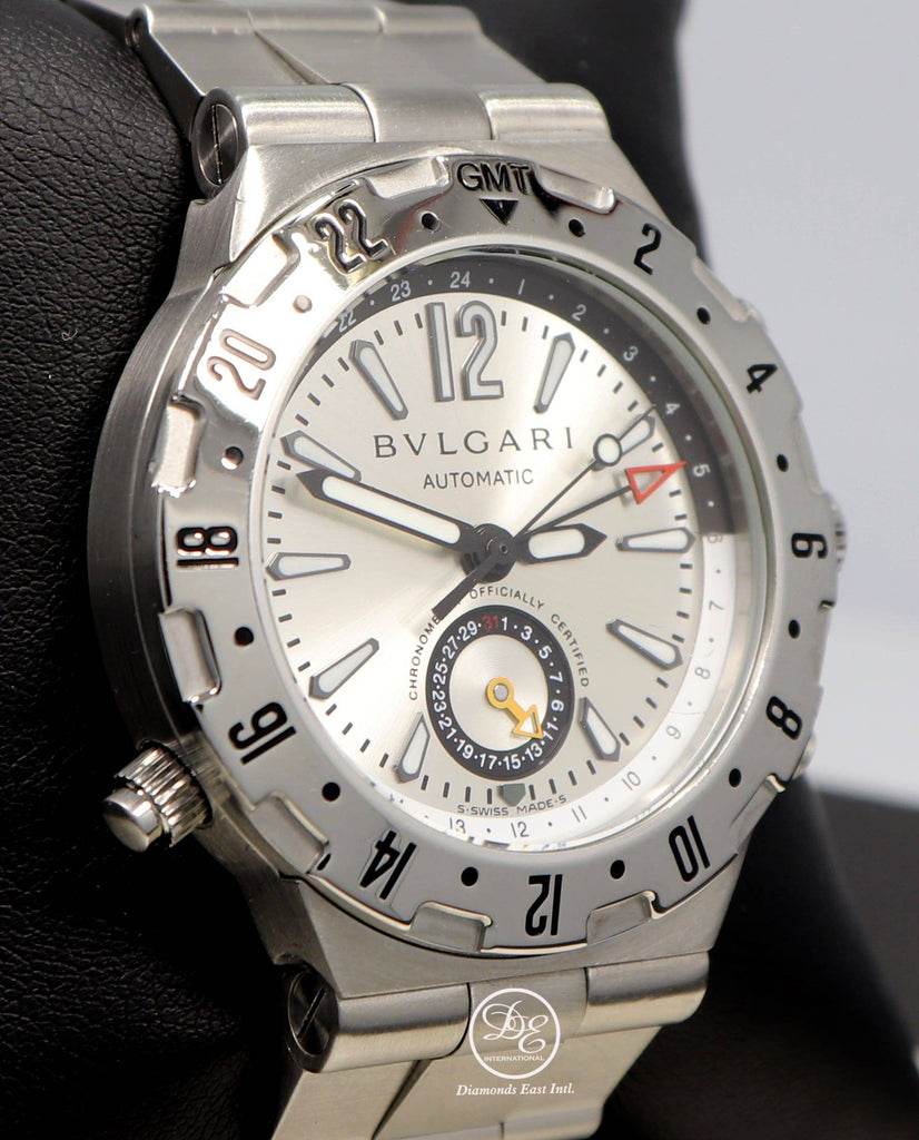 BULGARI Bvlgari Diagono Professional GMT GMT40S 40mm Stainless Steel Watch Mint - Diamonds East Intl.
