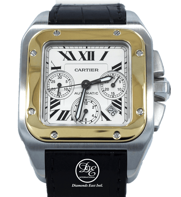 Cartier Santos 100 XL 2740 W20091X7 42mm Chronograph 18K Yellow Gold/Stainless Steel - Diamonds East Intl.