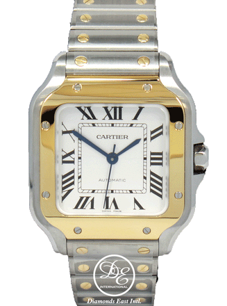 CARTIER Santos 18k Yellow Gold Stainless Steel w2sa0016 MidSize Automatic Watch UNWORN - Diamonds East Intl.