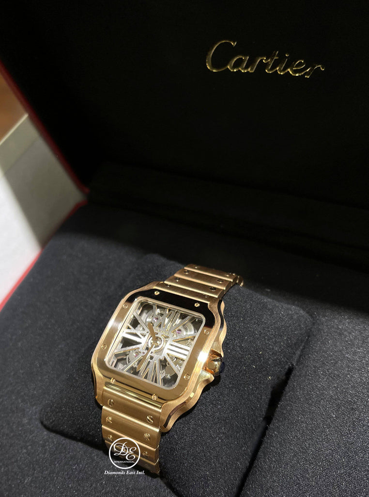 Cartier Santos Skeleton WHSA0016 18k Rose Gold UNWORN Diamonds