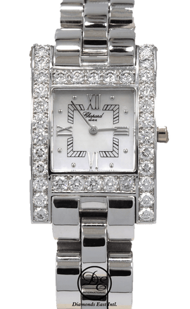 Chopard H 18k White Gold MOP Factory Diamonds Quartz Ladies Watch 13/6621 - Diamonds East Intl.