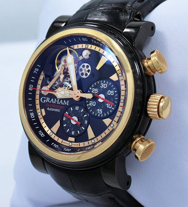 GRAHAM Tourbillograph 2TWAO.B01A Silverston Woodcote Watch tourbillon BOX/PAPERS - Diamonds East Intl.