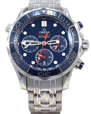 Omega Seamaster Chronometer Auto 44mm Blue 21230445003001 BOX/PAPERS *2018 MINT* - Diamonds East Intl.