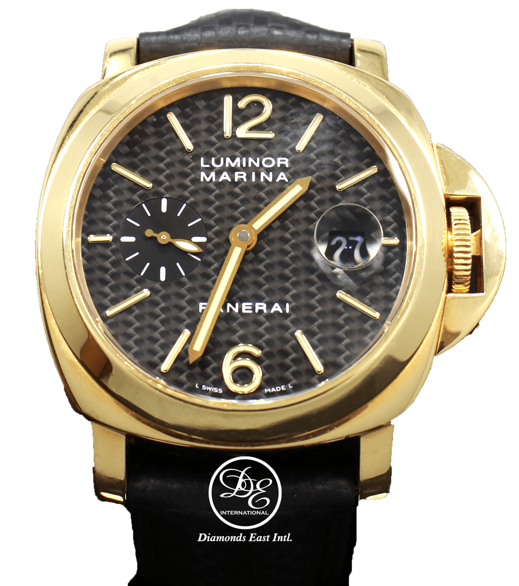 Panerai Luminor Marina PAM140 18k Yellow Gold Carbon Fiber Dial