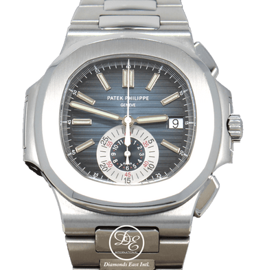 PATEK PHILIPPE Nautilus 5980/1A 40mm Blue Dial Chronograph Watch - Diamonds East Intl.