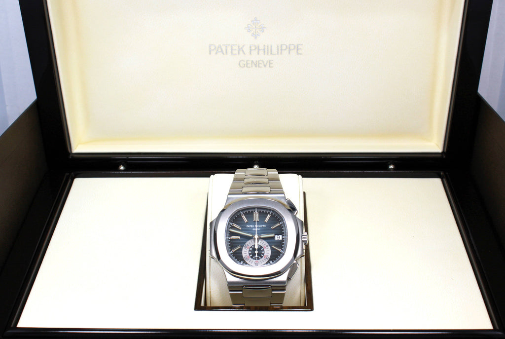PATEK PHILIPPE Nautilus 5980/1A 40mm Blue Dial Chronograph Watch - Diamonds East Intl.