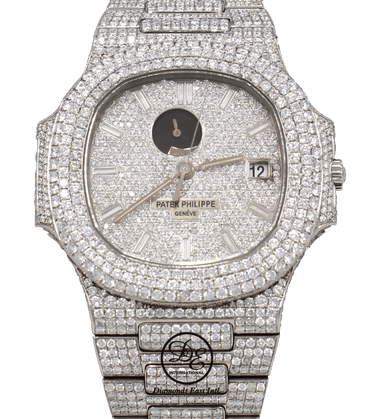 Patek Philippe Nautilus 3710/1A Power Reserve All Iced Out Diamond Pave Dial - Diamonds East Intl.