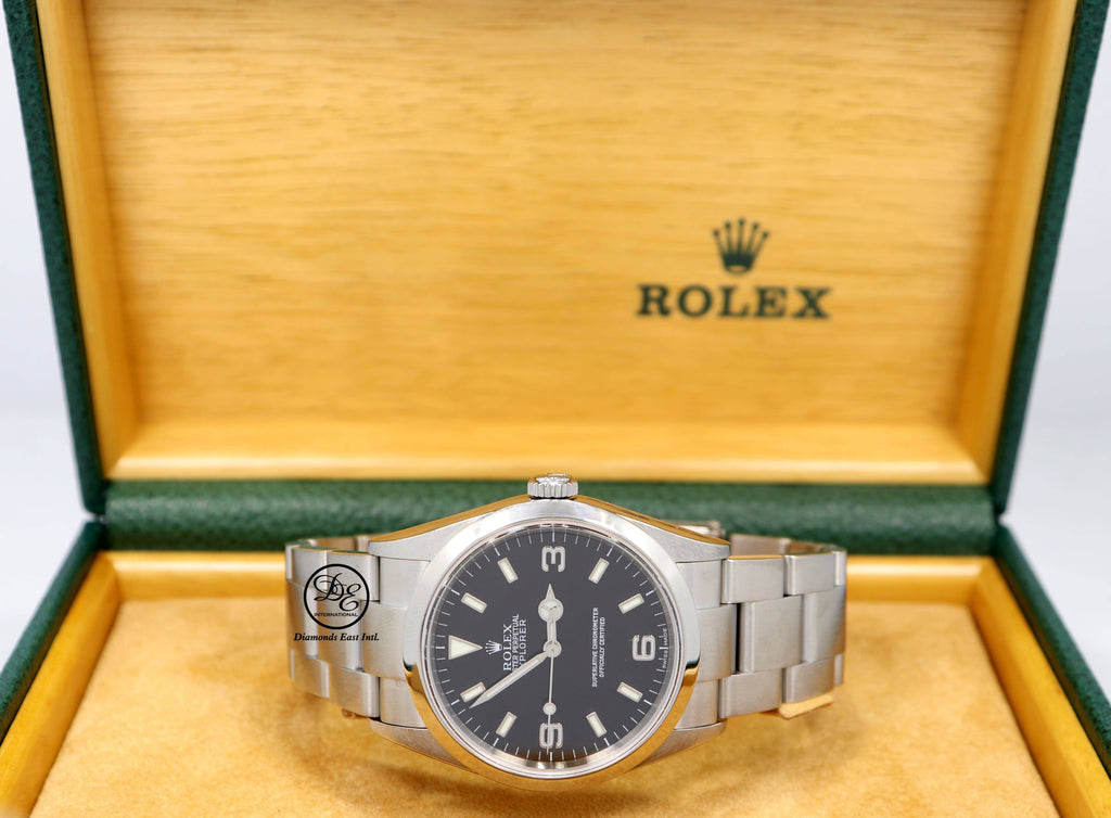 Rolex Explorer I 114270 Stainless Steel Oyster Black Dial Watch BOX/PAPERS - Diamonds East Intl.
