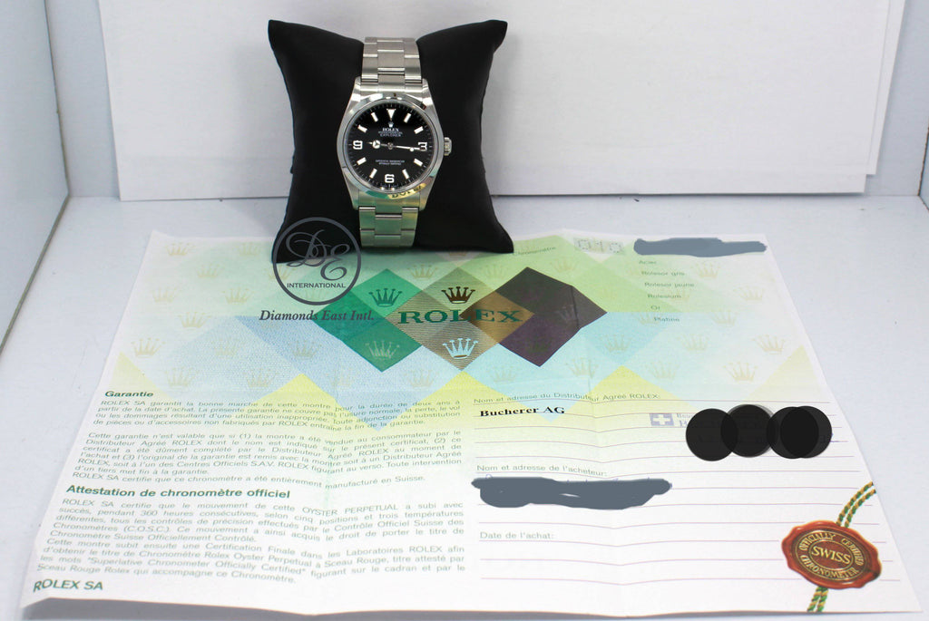 Rolex Explorer I 114270 Stainless Steel Oyster Black Dial Watch PAPERS - Diamonds East Intl.