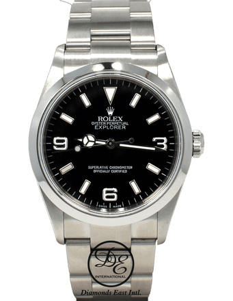 Rolex Explorer I 114270 Stainless Steel Oyster Black Dial Watch PAPERS - Diamonds East Intl.