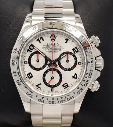 Rolex Daytona 116509 Cosmograph 18k White Gold SIlver Racing Dial BOX/PAPERS - Diamonds East Intl.