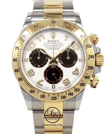 Rolex Daytona PANDA 116523 Cosmograph 18K Yellow Gold /SS Watch - Diamonds East Intl.