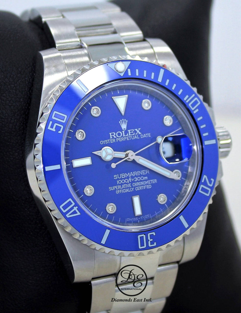 Rolex Submariner Date Stainless Steel /Ceramic w/Blue Diamond Dial 116610