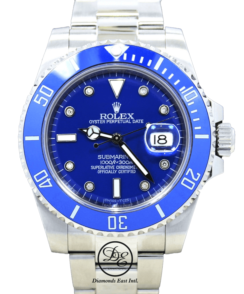 Rolex Oyster Perpetual Submariner Date 116610 LN Blue Diamond Dial Ceramic Bezel BOX/PAPERS - Diamonds East Intl.