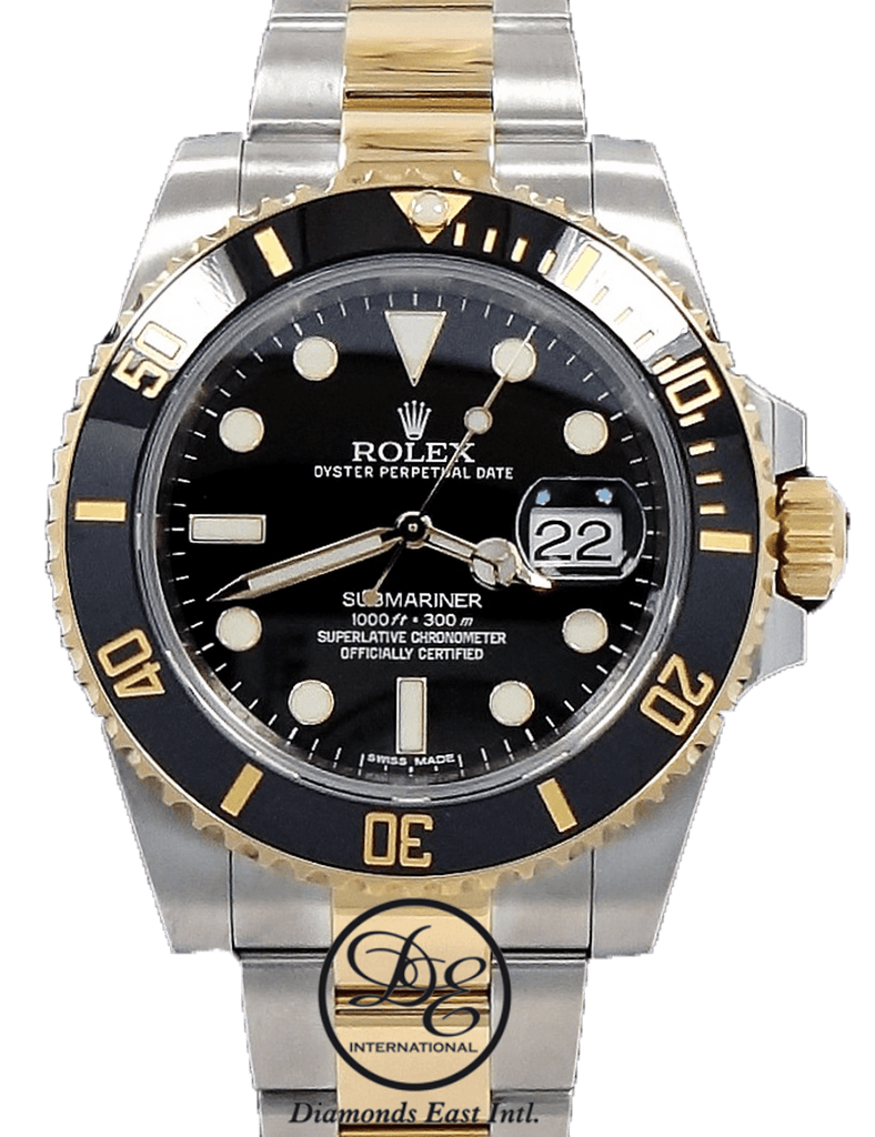 Rolex Submariner Date 116613LN Oyster Perpetual 18k Yellow Gold/ SS Black Ceramic - Diamonds East Intl.