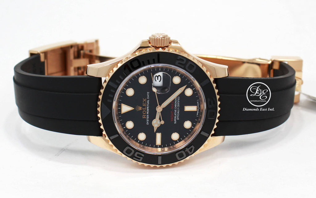 Rolex Yachtmaster 116655 Rose Gold 40mm Oysterflex Rubber With Box / Papers