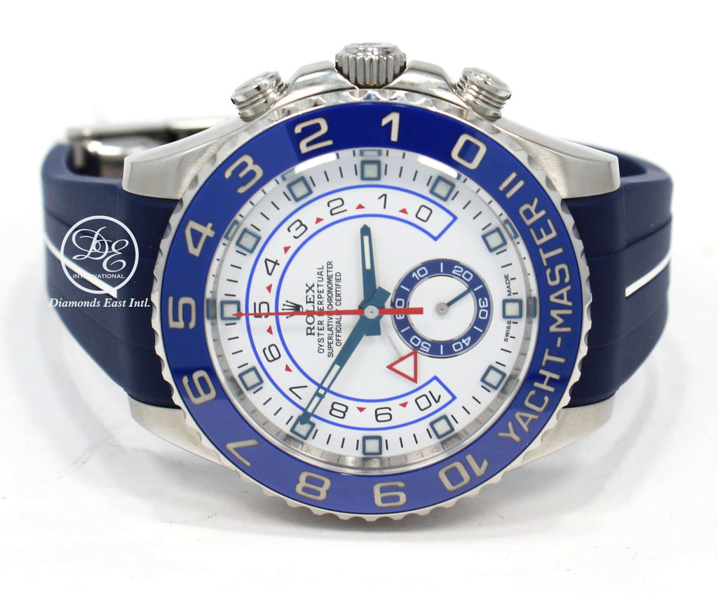 Rolex Yacht-Master 2 44mm Stainless Steel Case Blue Ceramic Bezel White  Dial Oyster Bracelet Watch 116680