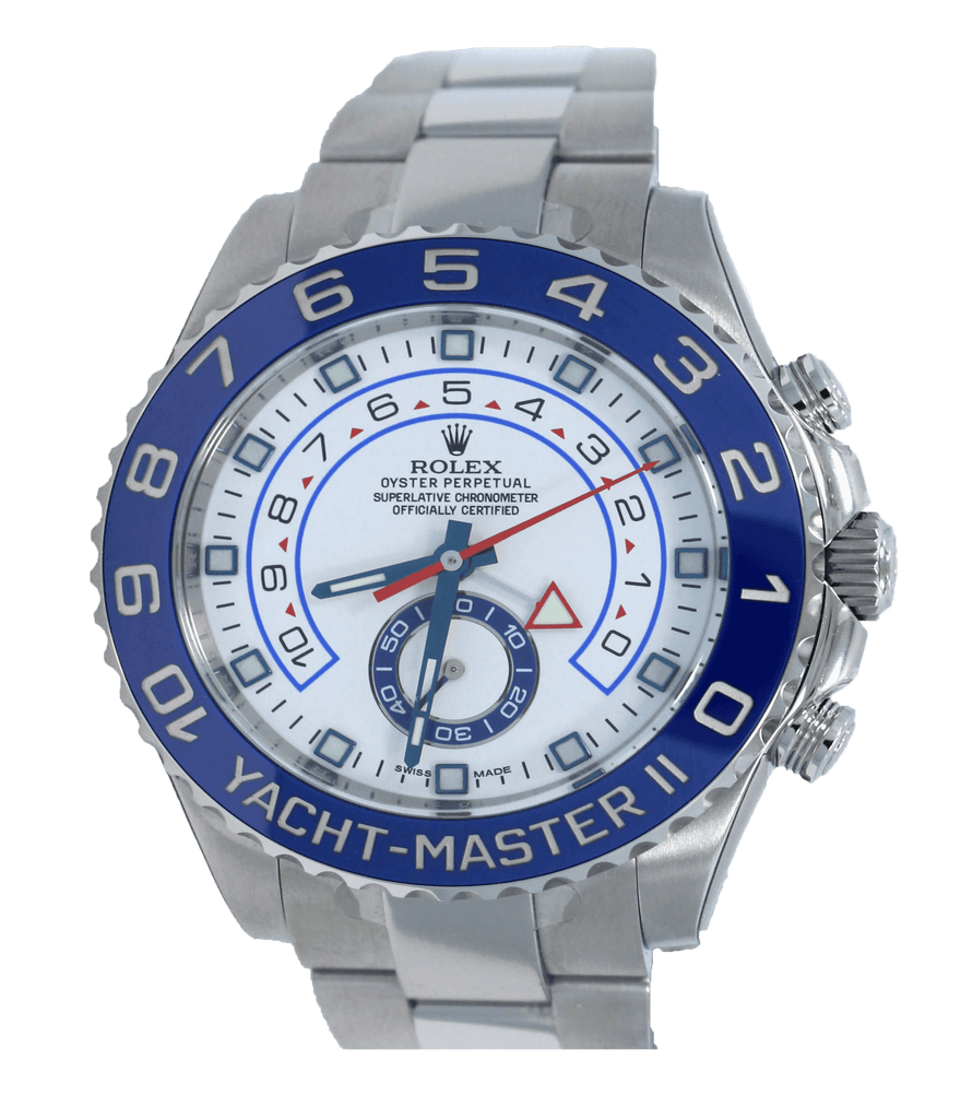 Rolex Yacht-Master II 44mm 116680 Blue Rubber B Band and Oyster Bracelet - Diamonds East Intl.