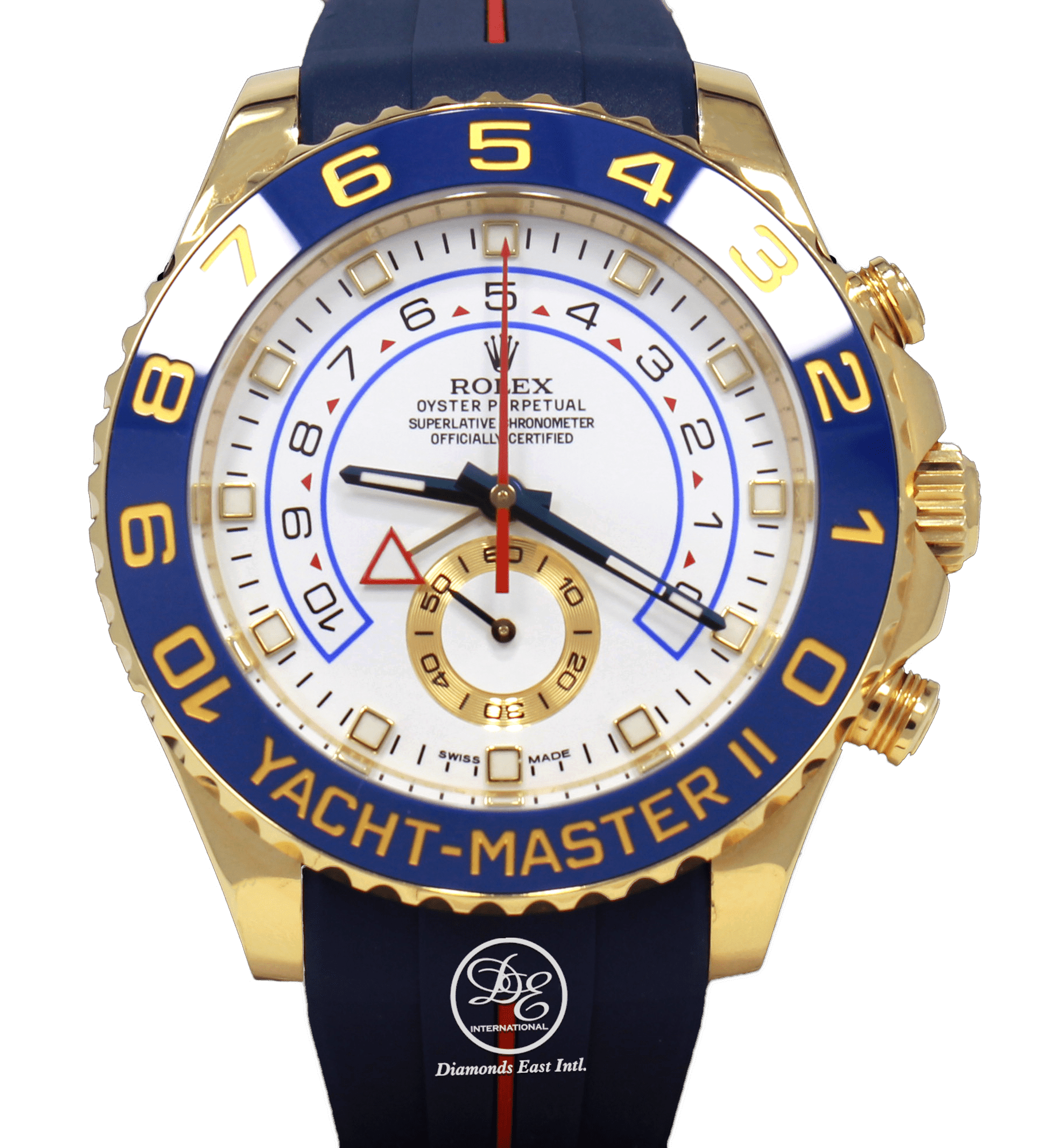 Rolex Yacht Master II 116688 18K Yellow Gold Watch Rubber B Band Watch MINT Diamonds East Intl