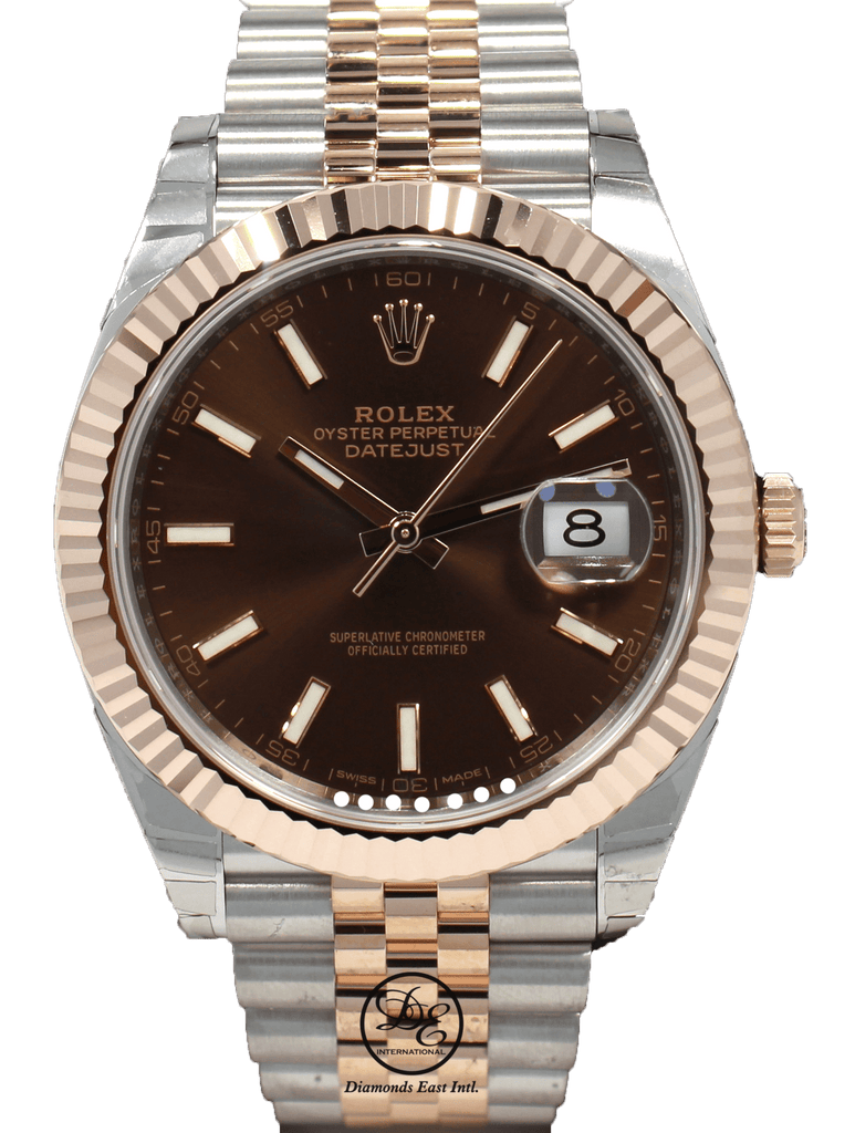 Rolex datejust 41 rose gold chocolate deals