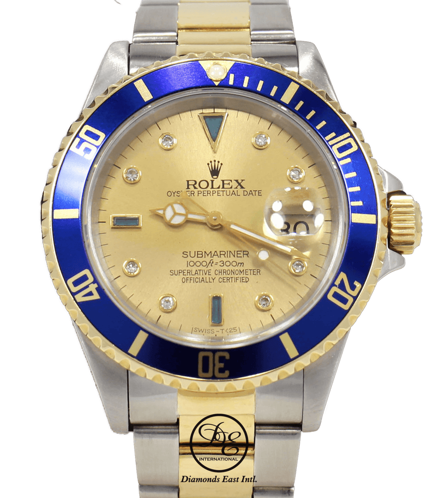Rolex Submariner 16613 Blue Date 40mm 18k Yellow Gold Stainless Steel Gold-Through  Clasp
