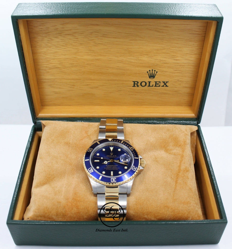 Rolex Submariner 16613 18k Yellow Gold/SS Blue Sapphires & Diamonds Dial