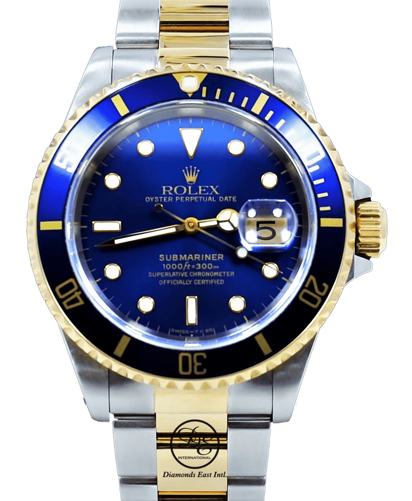 Rolex Submariner 16613 18K Yellow Gold /Steel Oyster Blue Bezel Watch