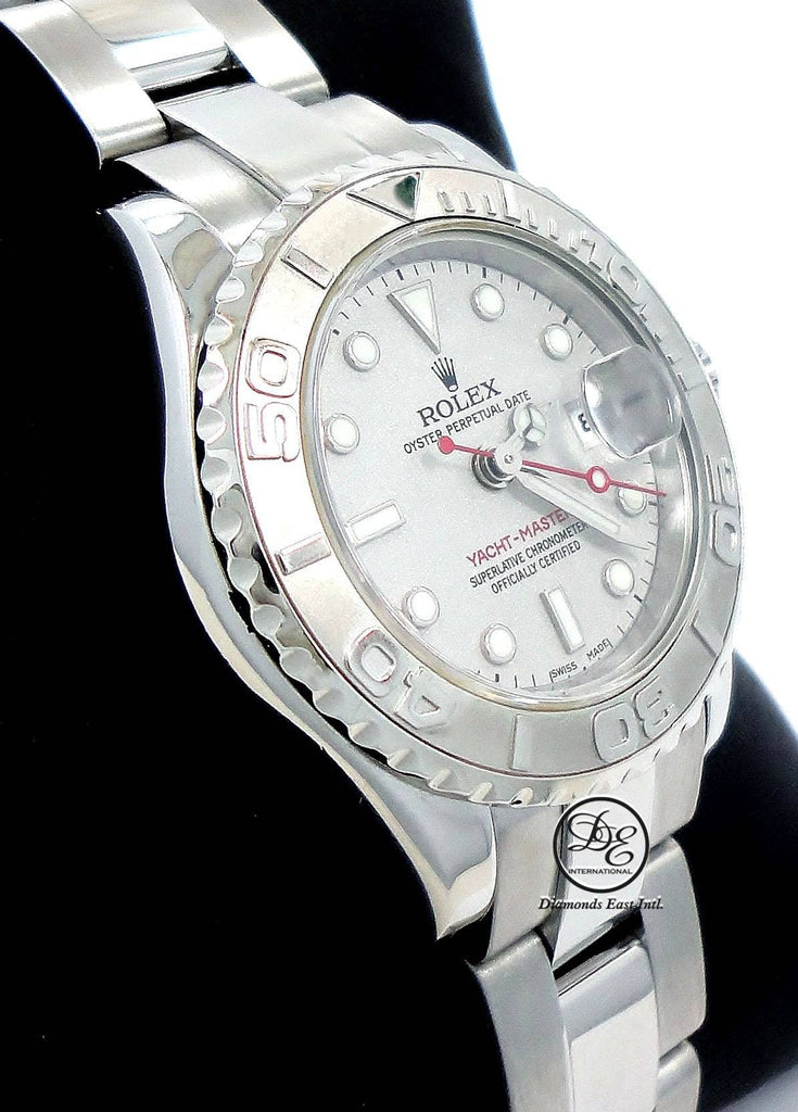Rolex Yachtmaster 29 Steel Platinum Dial Bezel Ladies Watch 169622