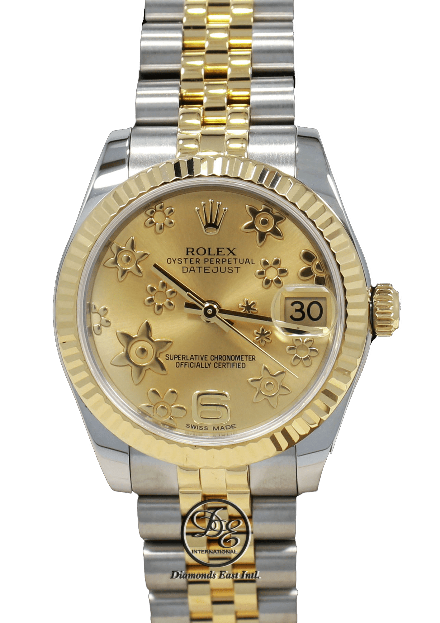 Rolex Lady-Datejust 31mm Yellow Gold & Steel Silver Jubilee Diamond Dial & Fluted Bezel 178273