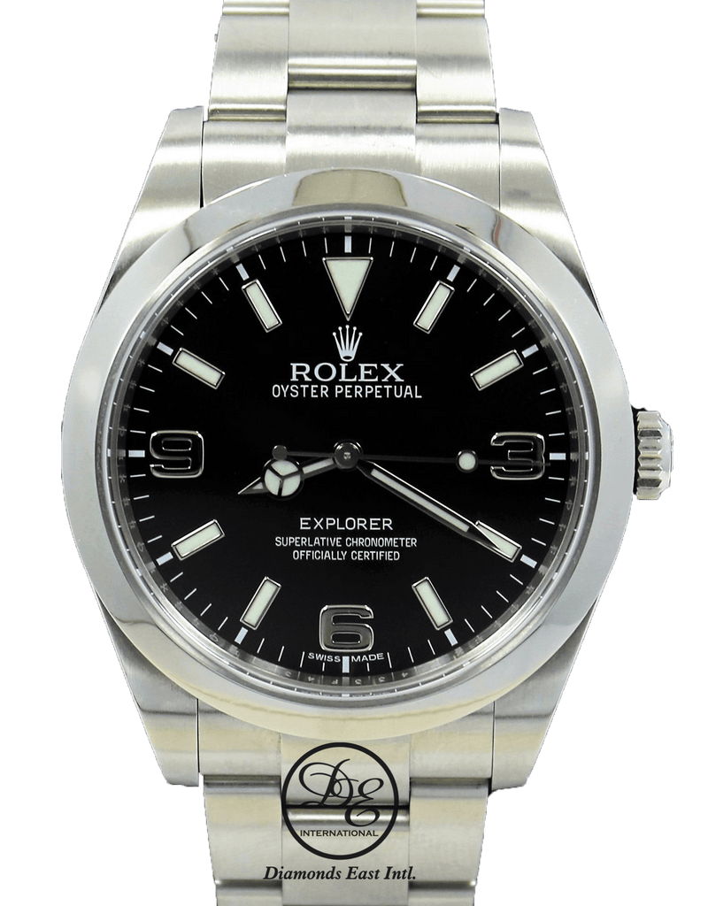 generelt Akvarium transmission Rolex Explorer I 39mm 214270 Stainless Steel Oyster Black Dial Watch PAPERS  | Diamonds East Intl.