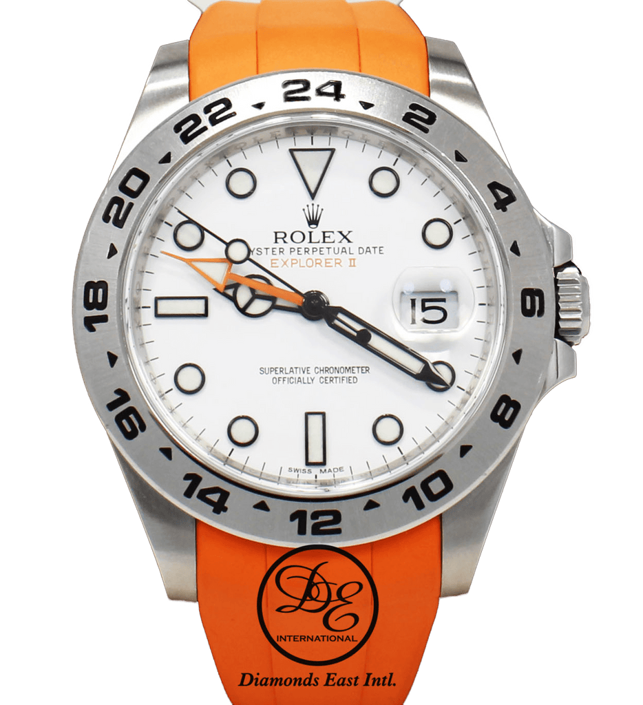 Rolex Oyster Perpetual Explorer II 216570 White Dial Orange Rubber B - Diamonds East Intl.