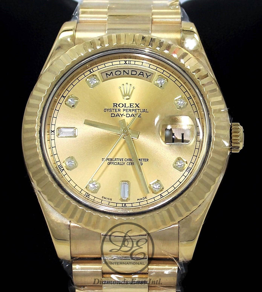 Rolex Day-Date II President 41mm  218238 18K Yellow Gold Factory Champagne Diamond Dial - Diamonds East Intl.