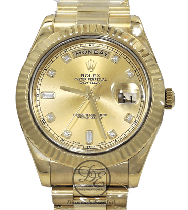 Rolex Day-Date II President 41mm  218238 18K Yellow Gold Factory Champagne Diamond Dial - Diamonds East Intl.