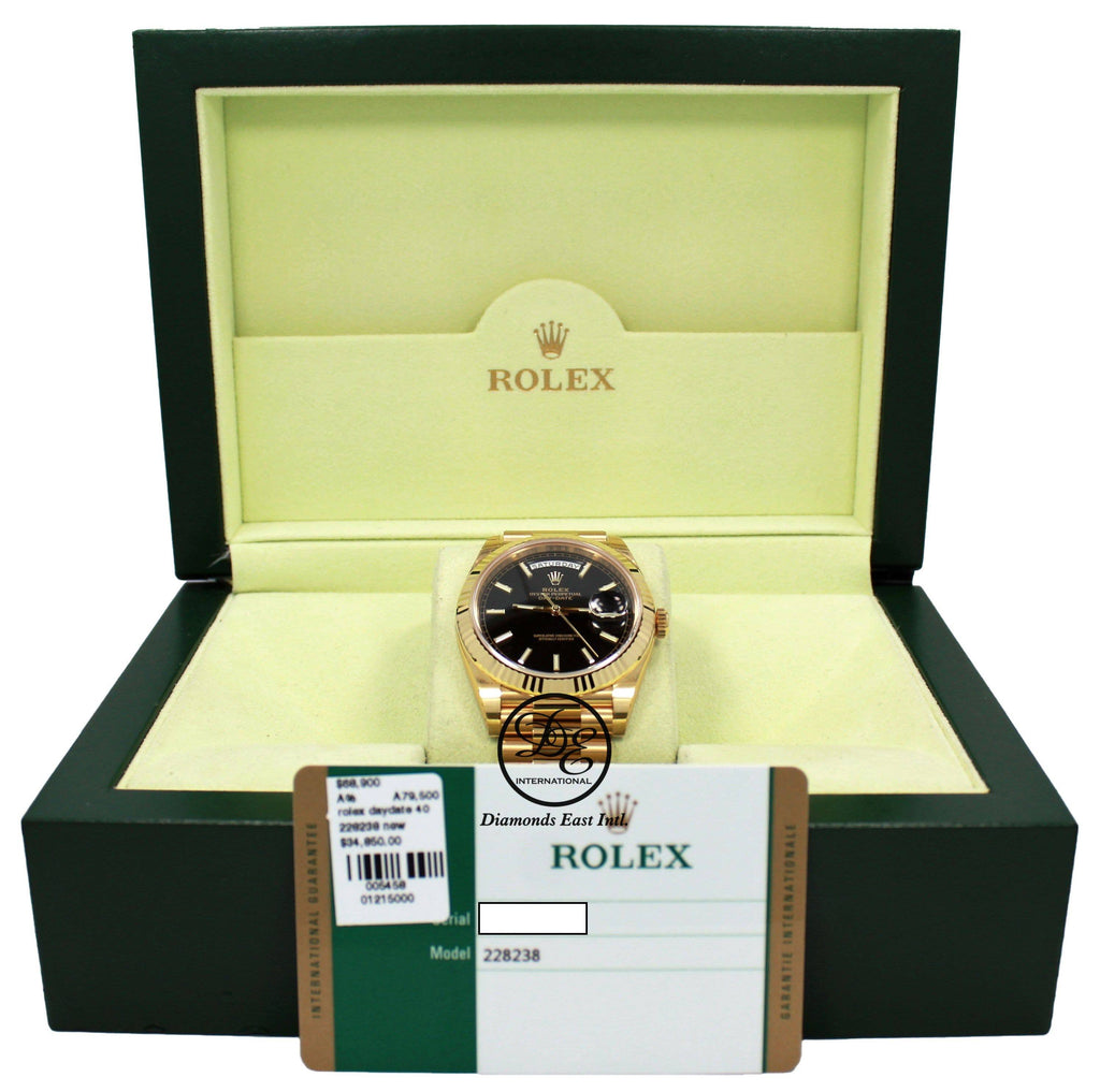 Rolex Oyster Perpetual Day-Date 40 228238 BLKDP  (Unworn) - Diamonds East Intl.
