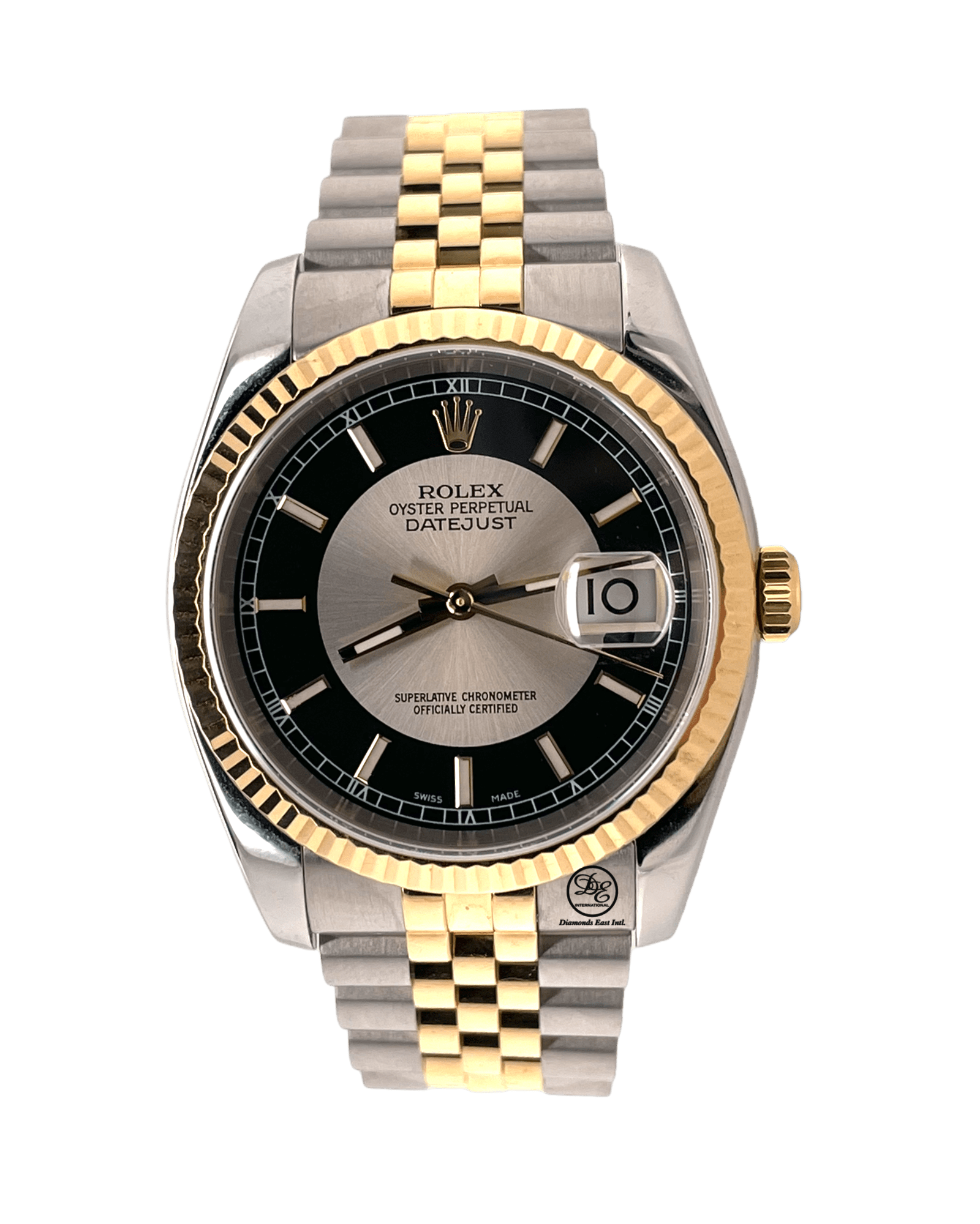 Rolex Date-just 36mm 116233 Jubilee Black and Silver Dial