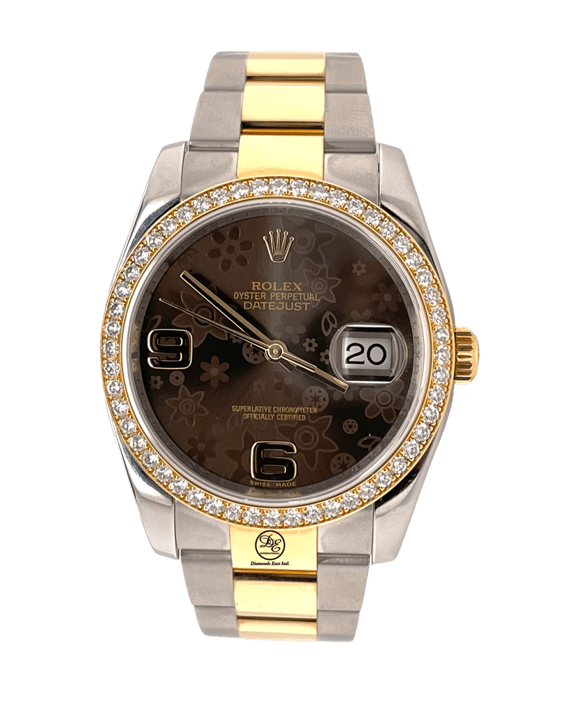 Rolex Datejust 116243 36mm Two-tone Oyster Factory Flower Dial and Diamond Box/Paper - Diamonds East Intl.