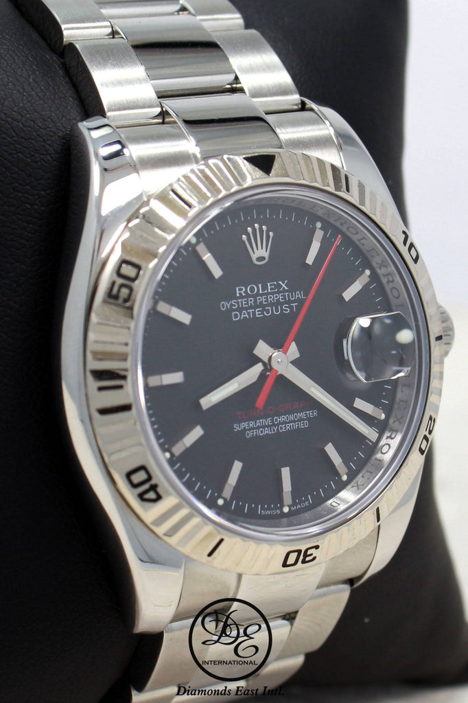 Rolex Datejust 116264 Oyster Turn-O-Graph Black Dial 18K White Gold Bezel FULLY SERVICED - Diamonds East Intl.