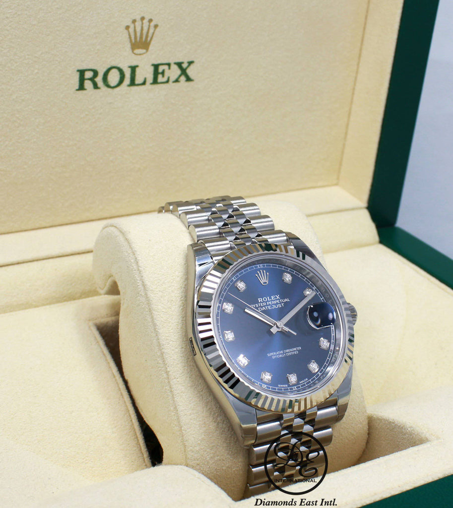 Rolex Datejust 126334 41mm Jubilee Blue Diamond Dial 18K White
