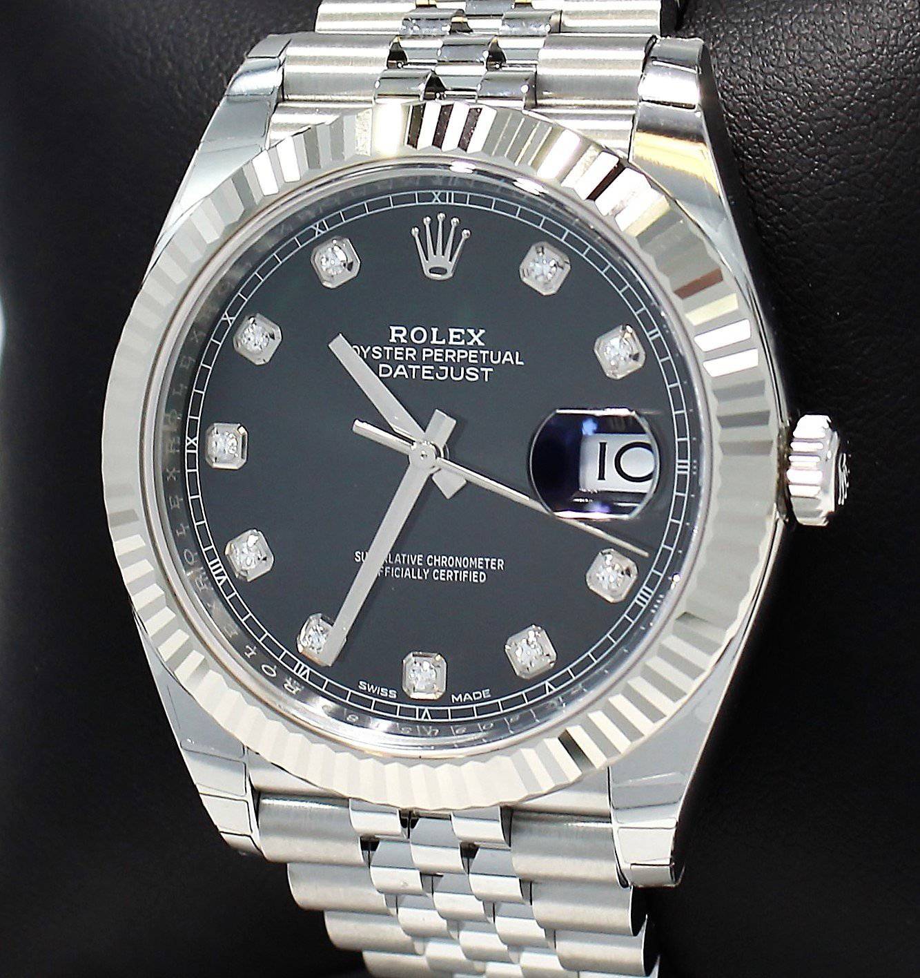 Rolex datejust 41 black dial jubilee diamond Clearance
