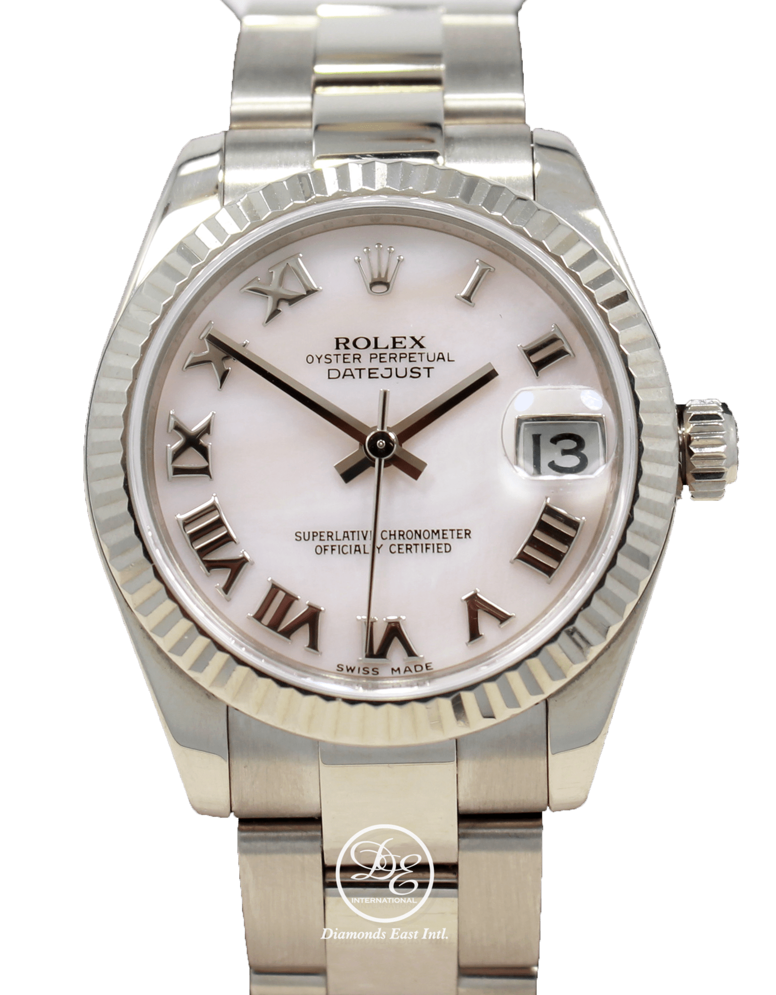 Rolex Datejust 31mm 18K White Gold 178279 Oyster Factory MOP Roman Dial Fluted Bezel