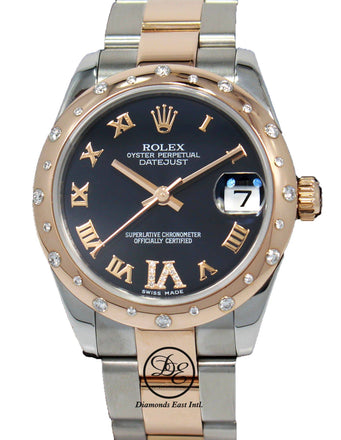 Rolex Datejust 31mm 178341 18k Rose Gold /SS Factory Dark Blue Diamond Dial & Bezel - Diamonds East Intl.