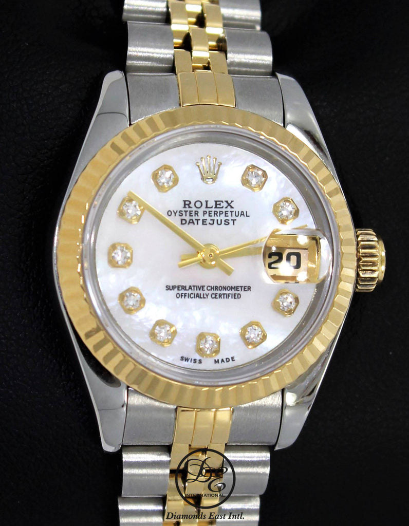 Rolex Datejust 69173 Jubilee 18K Yellow Gold & SS MOP Diamond Dial Ladies Watch - Diamonds East Intl.