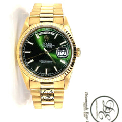 Rolex Men Day-Date 18238 President 18k Gold 36mm-BLACK Baguette