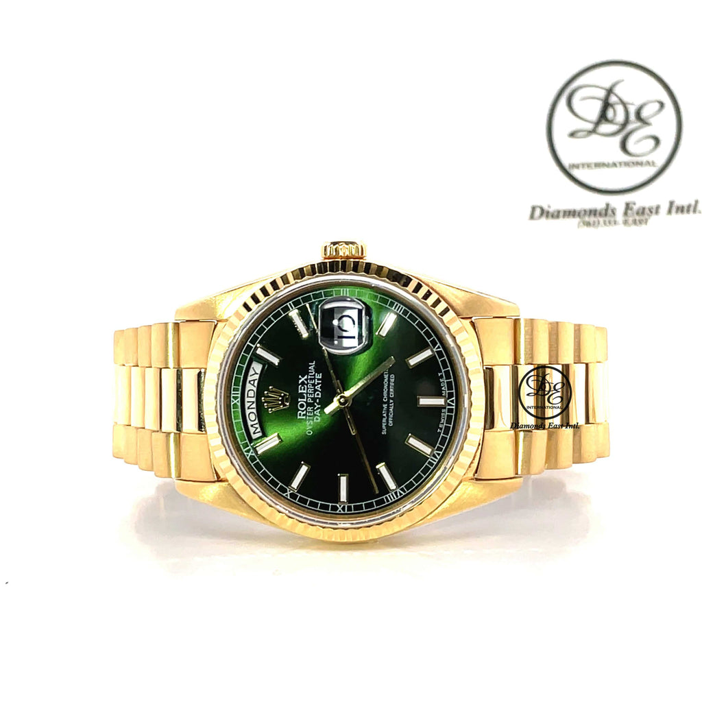 Rolex Day Date President 36mm 18238 Custom Green Dial - Diamonds East Intl.