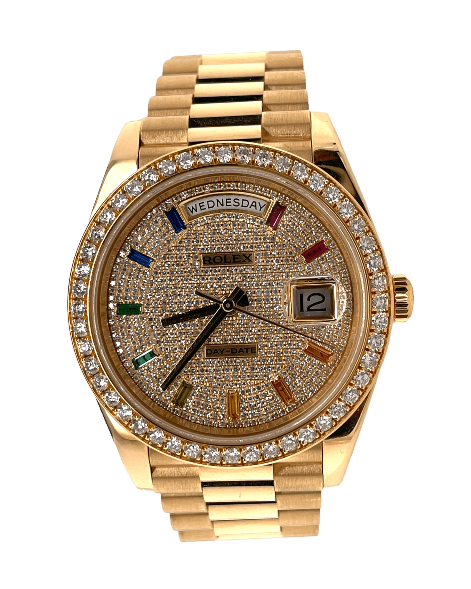 Rolex Day Date 40mm 228238 Custom Sapphire Rainbow Diamond Dial